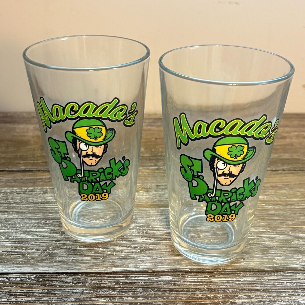 Macados St Patricks Day Beer Glass 2019 Set of 2 Collectible